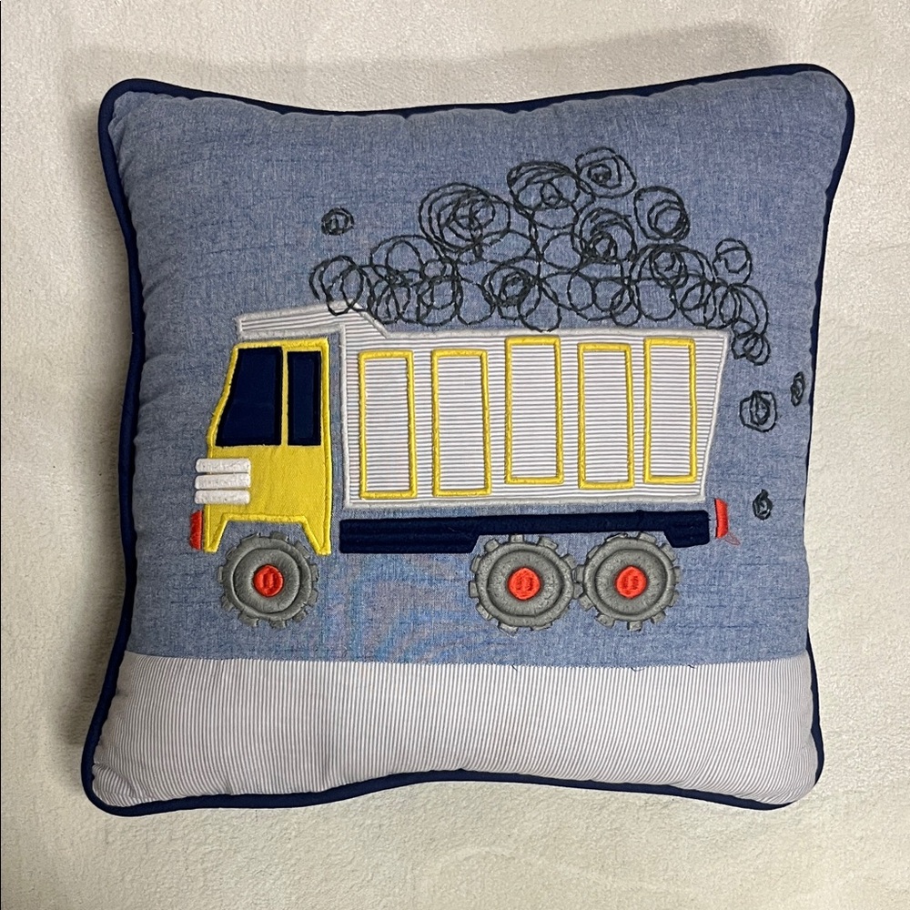 Pottery Barn Dump Truck Embroidered Pillow